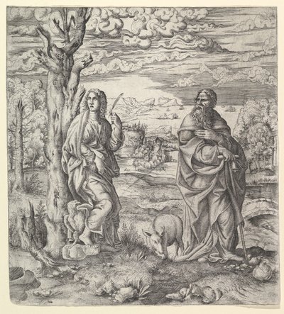 Bir Manzarada Aziz John ve Anthony, ca. 1544-45. by Master IQV