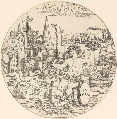 Bir Peyzajda Oturan Bacchus by Master IS.