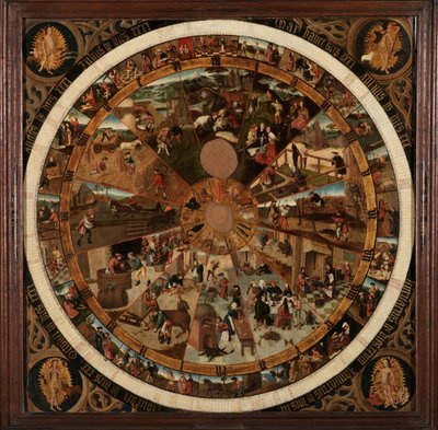 Brabant kaynaklı saat ve gün kadranı (panel üzerinde yağ) by Master Leuvens