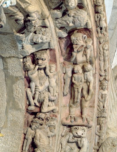 Cehennem taşı sahneleri ile Portico de la Gloria