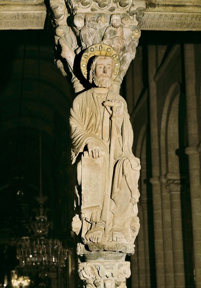 Aziz James, Pórtico de la Gloria, Cathedrale Santiago de Compostela figürlü Mullion by Master Mateo