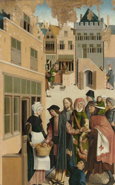 Yedi Merhamet Eseri Yedi hayır işi ile bir poliptik paneli: açları beslemek by Master of Alkmaar