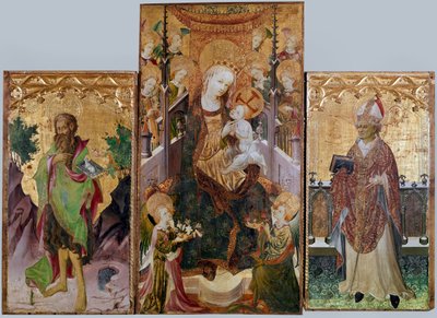 Bakire çocuk, Aziz Vaftizci Yahya ve Aziz Ambrose - Üç panelli mihrap, 1430 civarında by Master of Burgo de Osma