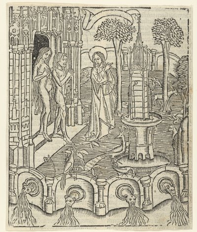 Tanrı Adem ve Havva Cennetini gösterir by Master of Delft (attributed to)