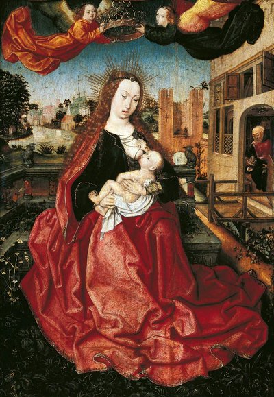 Madonna ve Çocuk iki melek tarafından taçlandırıldı, 1490