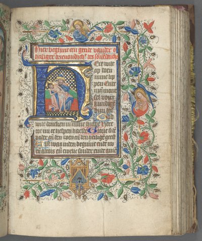 Utrecht Kullanım Saatleri Kitabı: fol. 63r, Holy Trinity ile İlk Harf, c. 1460-1465. by Master of Gijsbrecht van Brederode