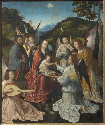 Melekler ve Azizler ile Kutsal Aile Catherine ve Barbara Triptik, orta panel, 16. yüzyıl. by Master of Hoogstraeten
