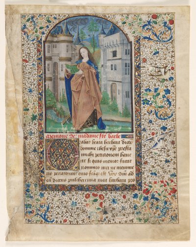 Saatler Kitabından Yaprak: St. Barbara 2 / 2 Kesilmiş Yaprak, c. 1465. by Master of Jacques de Luxembourg