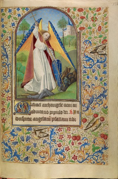 Aziz Mikail Şeytanla Savaşıyor by Master of Jacques of Luxembourg