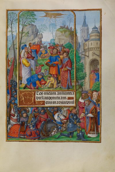 İsrailoğulları Cennetten Manna Topluyor by Master of James IV of Scotland