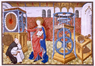 Bilgelik Sapience, yazara ölçülülüğün ilkelerini öğretiyor, c1455. by Master of Jean Rolin II