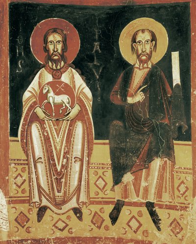 Aziz Paul ve Vaftizci Yahya'nın tasviri ile sağ detay by Master of Pedret