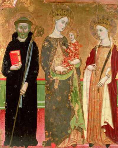 Aziz Olivia ve Aziz Benedict ile Bakire ve Çocuk by Master of Rubió