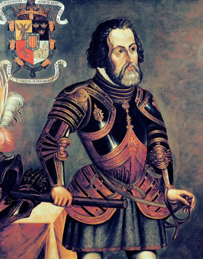 Hernando Cortes (1485-1547) (bir orijinalin kopyası) by Master of Saldana