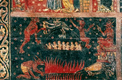 Aziz Michael işareti. Cehennemin detayı. Soriguerola Ustası tarafından yapılan resim (13. yüzyılın ortaları). Ahşap üzerine tempera. Katalonya Ulusal Sanat Müzesi, Barselona. by Master of Soriguerola