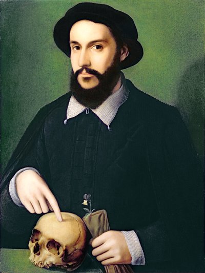 Sağ Eli Kafatasını Gösteren Bir Beyefendinin Portresi, c.1540 by Master of the 1540s