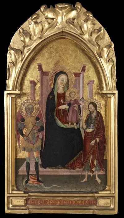 Bakire ve Çocuk, Aziz Mikail ve Vaftizci Yahya ile Enthroned, c.1440-70 by Master of the Arcetri Altarpiece