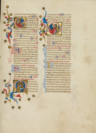 E harfi: Saint Lucy; M harfi: Saint Thomas; D harfi: Saint Thomas: Aziz Thomas Vaaz by Master of the Brussels Initials