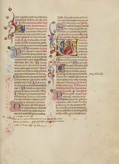 Baş Harfi I: Aziz Valentinus; Baş Harfi S: Aziz Petrus by Master of the Brussels Initials