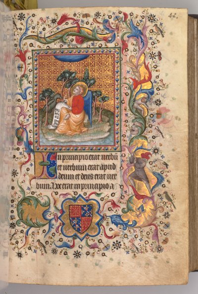 Charles the Noble, Navarre Kralı 1361-1425: fol.1r, Aziz John the Evagelist, c. 1405. by Master of the Brussels Initials and Associates