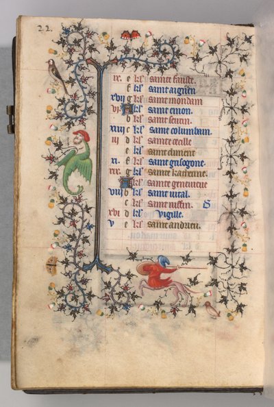 Charles the Noble, Navarre Kralı 1361-1425 saatleri: fol. 11v, Kasım, c. 1405. by Master of the Brussels Initials and Associates