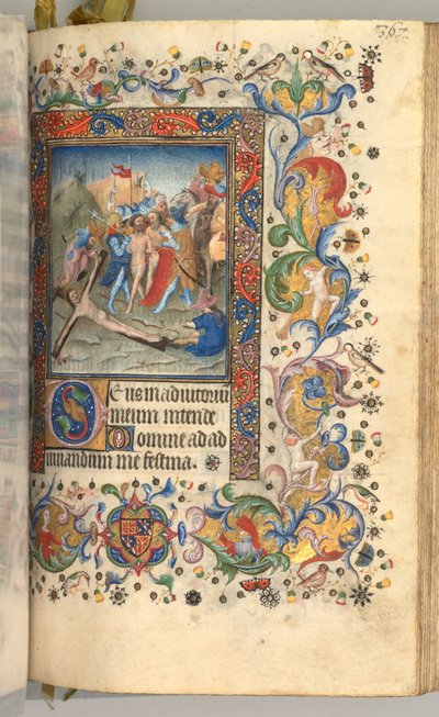 Charles the Noble, Navarre Kralı 1361-1425 saatleri: fol. 179r, Çarmıha Çivilenmiş İsa, c. 1 by Master of the Brussels Initials and Associates