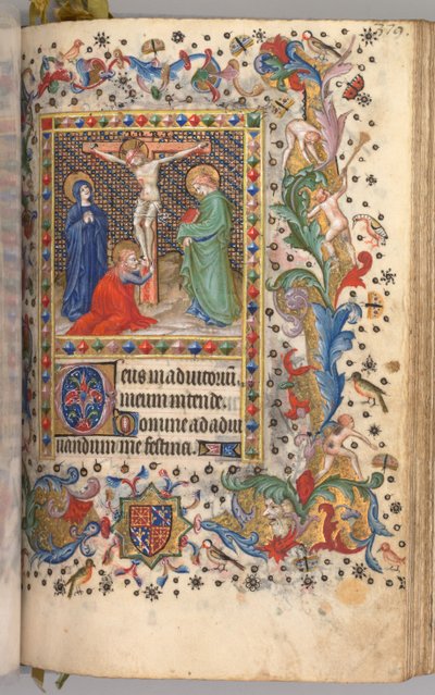 Charles the Noble, Navarre Kralı 1361-1425 saatleri: fol. 185r, Çarmıha Gerilme, c. 1405. by Master of the Brussels Initials and Associates