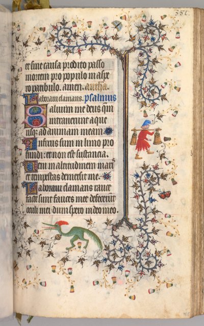 Charles the Noble, Navarre Kralı 1361-1425 saatleri: fol. 186r, Metin, c. 1405. by Master of the Brussels Initials and Associates