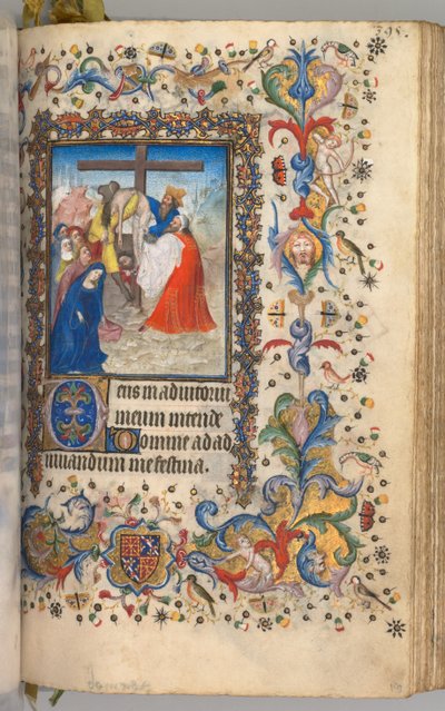 Charles the Noble, Navarre Kralı 1361-1425 saatleri: fol. 192r, Haçtan İniş, c. 1405. by Master of the Brussels Initials and Associates