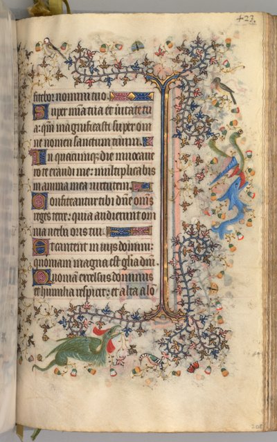 Charles the Noble, Navarre Kralı 1361-1425 saatleri: fol. 206r, Metin, c. 1405. by Master of the Brussels Initials and Associates