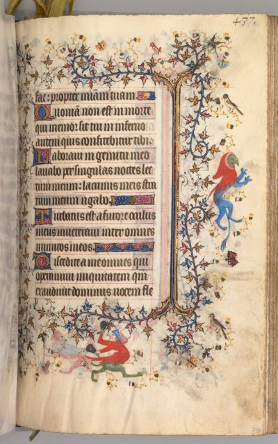 Charles the Noble, Navarre Kralı 1361-1425 saatleri: fol. 213r, Metin, c. 1405. by Master of the Brussels Initials and Associates