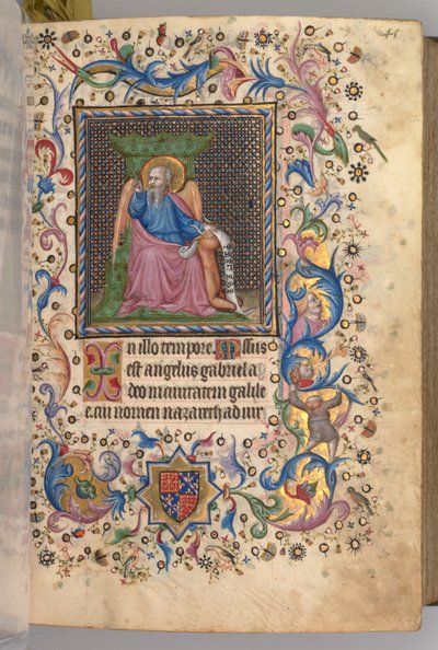 Charles the Noble, Navarre Kralı 1361-1425 saatleri: fol. 23r, Aziz Luke, c. 1405. by Master of the Brussels Initials and Associates