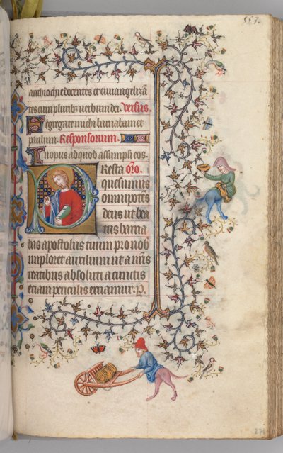 Navarre Kralı Soylu Charles'ın Saatleri 1361-1425, , fol. 271r, Aziz Barnabus, c. 1405. by Master of the Brussels Initials and Associates
