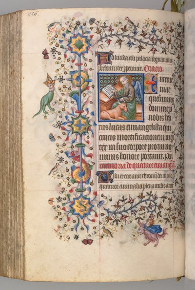 Navarre Kralı Soylu Charles'ın Saatleri 1361-1425, , fol. 272v, Aziz Luke, c. 1405. by Master of the Brussels Initials and Associates