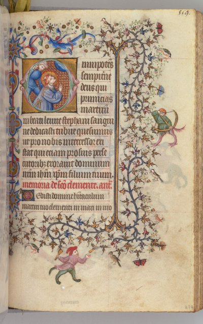 Navarre Kralı Soylu Charles'ın Saatleri 1361-1425, , fol. 274r, Aziz Stephen, c. 1405. by Master of the Brussels Initials and Associates