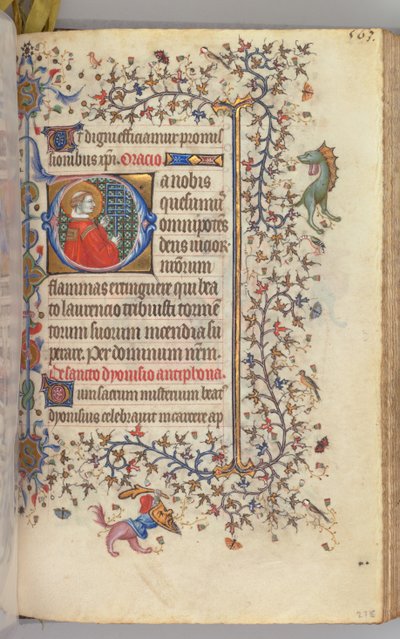 Charles the Noble, Navarre Kralı 1361-1425, fol. 276r, Aziz Lawrence, c. 1405. by Master of the Brussels Initials and Associates