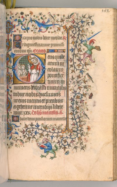 Charles the Noble, Navarre Kralı 1361-1425, fol. 2865r, Aziz Nikolaos, c. 1405. by Master of the Brussels Initials and Associates