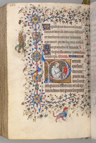 Charles the Noble, Navarre Kralı 1361-1425, fol. 288v, Aziz Hervard, c. 1405. by Master of the Brussels Initials and Associates