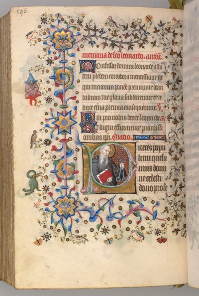 Charles the Noble, Navarre Kralı 1361-1425, fol. 292v, Aziz Leonard, c. 1405. by Master of the Brussels Initials and Associates