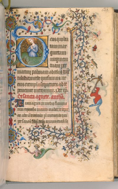 Charles the Noble, Navarre Kralı 1361-1425, fol. 299a, Aziz Margaret, c. 1405. by Master of the Brussels Initials and Associates