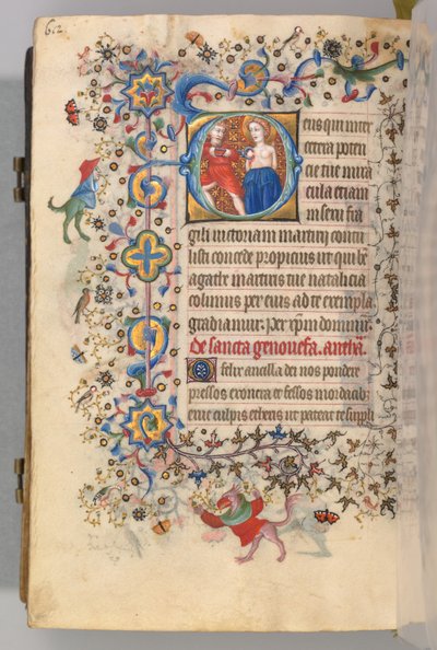 Charles the Noble, Navarre Kralı 1361-1425, fol. 300v, Aziz Agatha, c. 1405. by Master of the Brussels Initials and Associates