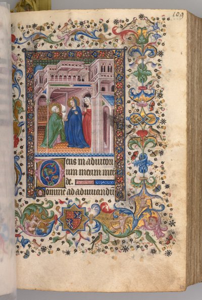 Charles the Noble, Navarre Kralı 1361-1425 saatleri: fol. 55r, The Visitation Lauds, c. 1405. by Master of the Brussels Initials and Associates