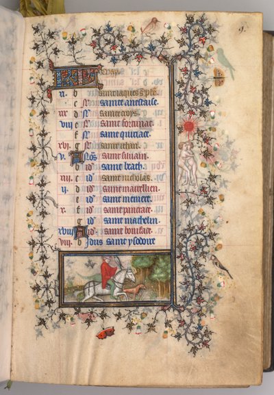 Charles the Noble, Navarre Kralı 1361-1425 saatleri: fol. 5r, Mayıs, c. 1405. by Master of the Brussels Initials and Associates