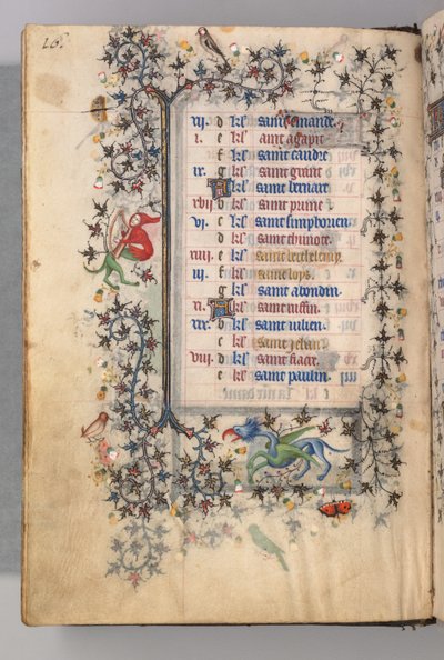 Charles the Noble, Navarre Kralı 1361-1425 saatleri: fol. 8v, Ağustos, c. 1405. by Master of the Brussels Initials and Associates