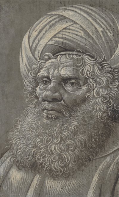 Sarıklı Bir Sakallı Adamın Başı recto, Latin alfabesi verso, ca. 1510. by Master of the Death of Absalom