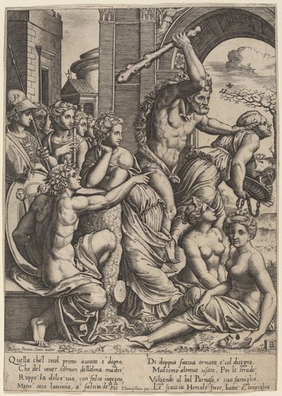 İlham Perileri Tapınağından Gelen Kıskançlık by Master of the Die after Baldassare Peruzzi