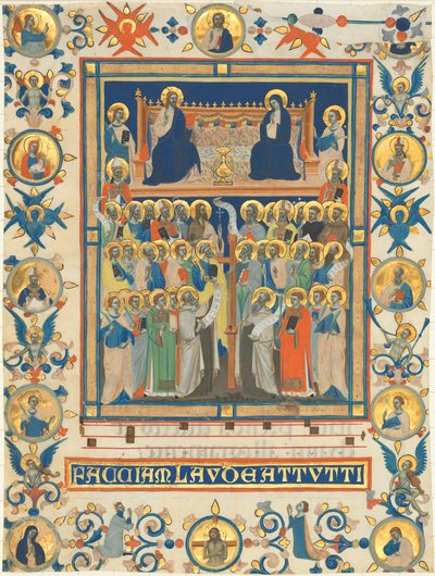 Mesih ve Bakire, Kırk Aziz ile Taht Edildi by Master of the Dominican Effigies