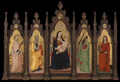 Polyptych - Bakire ve Dört Aziz ile Enthroned Çocuk by Master of the Dominican Effigies