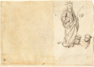 Aziz Agnes (karşı) by Master of the Drapery Studies after Martin Schongauer