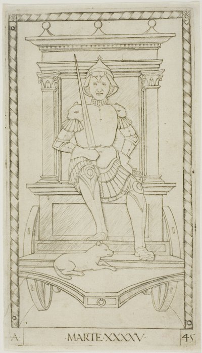Mars, Gezegenler ve Kürelerden 45 numaralı levha by Master of the E Series Tarocchi